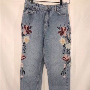 Flower Embroidered Jeans